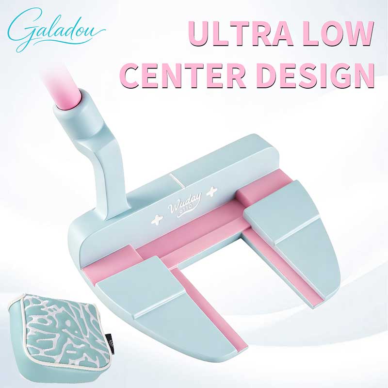 Golf Equipment For Beginners - Niebiesko-różowy putter golfowy z niebieskim pokrowcem,